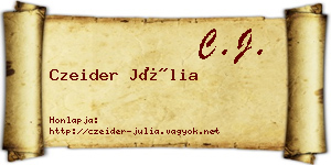 Czeider Júlia névjegykártya